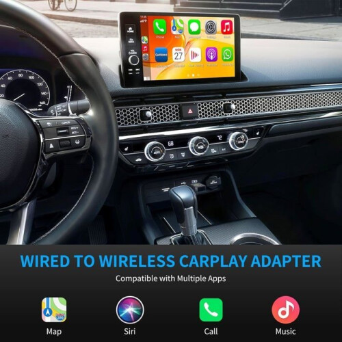 Wireless Carplay & Android Auto Adapter, Mini Stick to Convert Wired Carplay/Android Auto to Wireless, Compatible with Av 2