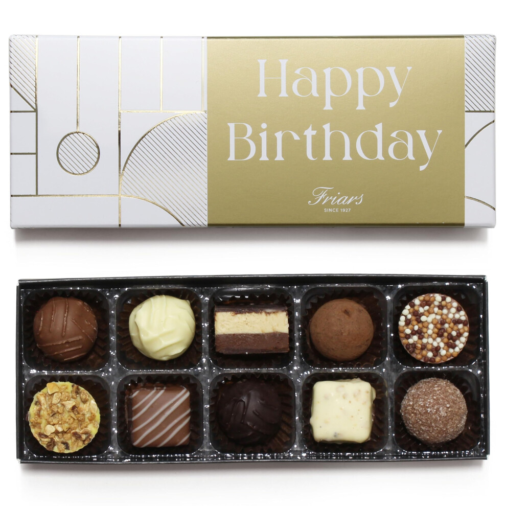 Friars Happy Birthday Chocolate Collection | 10 Luxury Assorted Belgian Chocolates | Ideal Present For Birthday Celebration