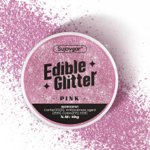 Sujoygar? Pink Edible Glitter for Cocktails, Drinks, Cakes & Cookies | Pink Luster Dust Edible for Baby Shower Girls Party Decorations | Edible Drink