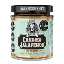 Haynes Gourmet Candied Jalapenos? Sweet and Spicy Jalapeno Chillies and Hot Sauce (Single Jar, Green Rings)