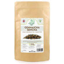 Genmaicha Sencha Green Loose Leaf - Premium Green Tea With Roasted Brown Rice (100g)