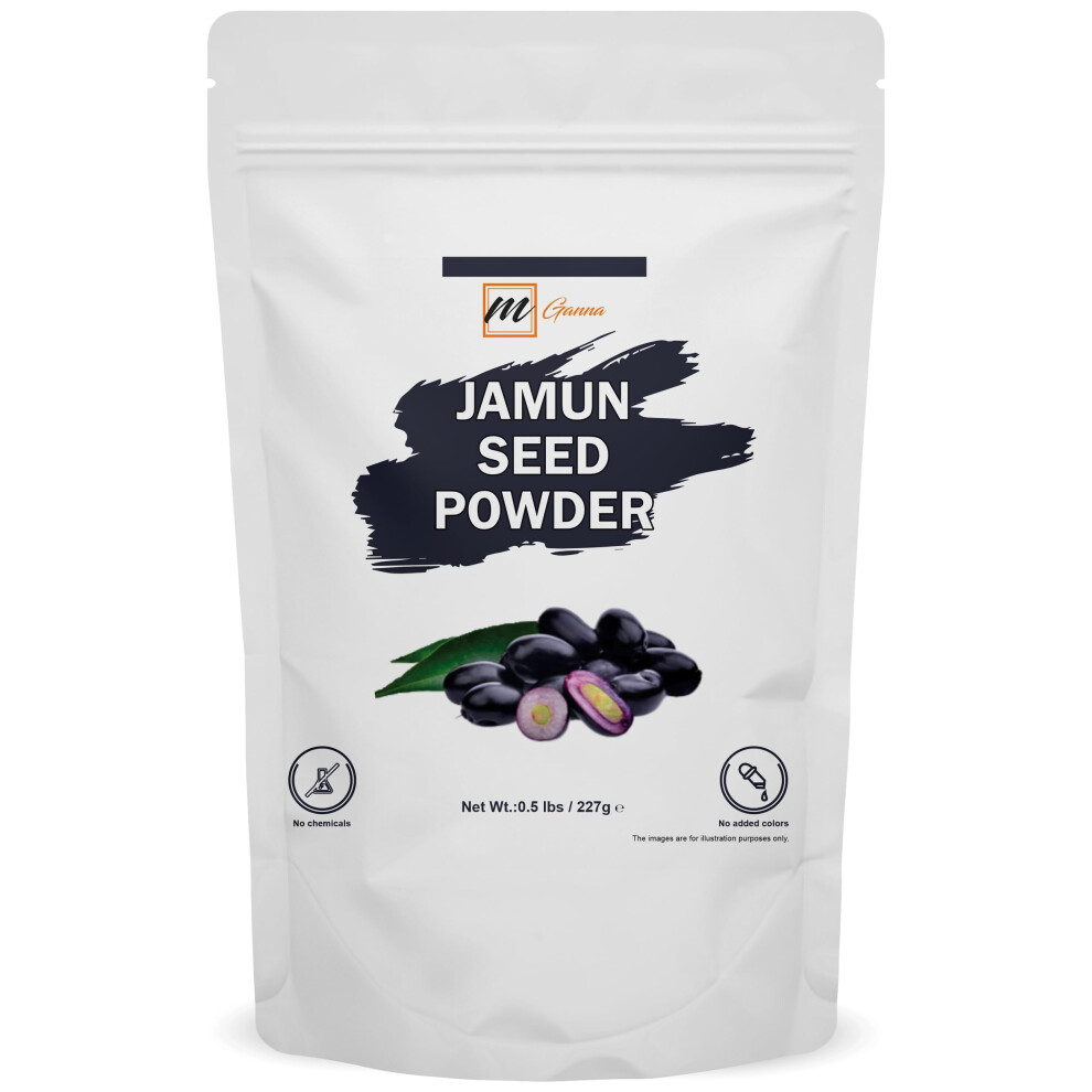 Mganna 100% Natural Jamun Seed/Eugenia Jambolana Powder For Soft Radiant Skin And Health Care 0.5 Lbs / 227 Gms