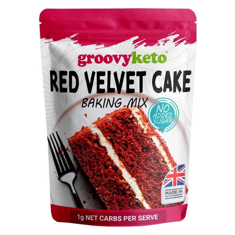 Velvet Cake/Cupcake Mix | Low Carb | Keto Friendly | Sugar Free | Only 1G Net Carbs Per Slice | Keto Baking Mix, Diabetic Friendly - Red Groovy Keto