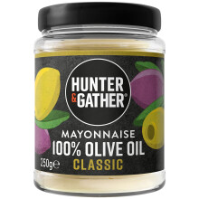 Hunter & Gather Olive Oil Mayonnaise 250g | Made with Olive Oil & British Free Range Egg Yolk | Paleo, Keto, Sugar and Gluten Free Olive Oil Mayo