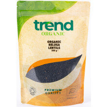 Trend Organic Beluga Lentils, 500g - Nutrient-Rich and Firm Textured Black Lentils, Ideal for Salads, Soups, and Main Courses, Certified Organic,