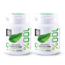 DC24 DAILY CARE Chewing Gum with 100% Xylitol, No Sugar & Aspartame, Spearmint Chewing Gum, Freshens Breath, Gluten Free, Vegan, 60 Pieces, Pack of 2