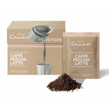 Hotel Chocolat Caff? Mocha Latte Hot Chocolate Sachets - Luxury Chocolate Flakes - Pack of 10 Single-Serve Sachets, 310g - Suitable for Vegetarians