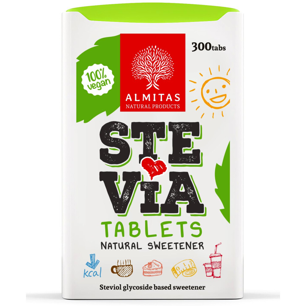 Almitas Stevia Tablets Sweetener (300 Tabs), Made In Germany, For Coffee Or Tea