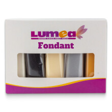 Dekozauber24 Fondant icing multipack, 5 colours, 100g (3.5oz) rolled fondant per colour, for cakes, cupcakes and figurines in white, black, cream,