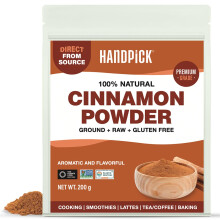 HANDPICK, Cinnamon Powder (200g/7oz) Non-GMO & Raw Ground Cinnamon in Resealable Zip Lock Pouch | Spice for Cooking, Smoothies, Lattes & Tea