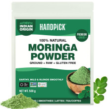 HANDPICK, Moringa Powder (500g/17.6oz) Pure Moringa Oleifera/Moringa Leaves | Resealable Zip Lock Pouch | Perfect for Cooking, Smoothies, Lattes &