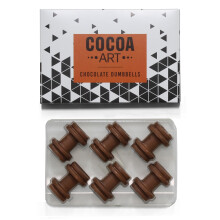 Edible Dumbbell Shaped Chocolate - 60g | 6 Unique Dumbbells Carved Milk Chocolates | Weights for Gym Workout | Unusual, Funny Valentines Present for