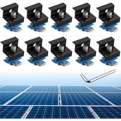 10pcs Solar Panel End Clamp for Standard Unistrut, 30mm/35mm Solar Panel Brackets , Solar Panel Mounting Kit 1