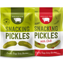 Serious Pig Snacking Pickles Selection Box Original and Chilli Flavour Gherkins - Low Calorie Gluten Free Vegan (4 x 40g)