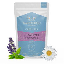 TeaNOURISH Chamomile Lavender Green Tee | Loose Leaf Tee | Calming & Relaxing Chamomile Sleep Tea | Bedtime Tea | 100% NATURAL | Brew Hot or Iced Tee