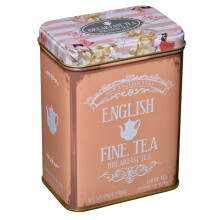 New English Teas Floral Tea Tin containing 125g Loose-Leaf English Breakfast Tea