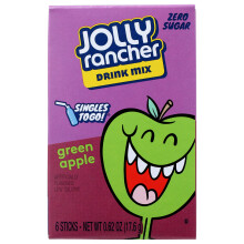 JOLLY RANCHER GREEN APPLE FLAVOUR SUGAR FREE SINGLES TO GO DRINK MIX 6 STIX PACK 17.6g
