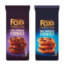 Fox's Fabulous Cookies | A pack of 2 | Milk Chocolate Chunkie Cookie and Triple Chocolate Chunkie Cookie | An Ideal Biscuit for a Gift or to Treat
