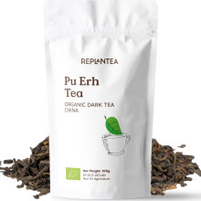 Pu Erh Tea Loose Organic 100g (50 Cups) | Loose Leaf Pu Er | Puerh | Red Yunnan China | Fermented Dark Tea REPLANTEA