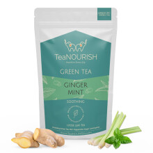 TeaNOURISH Ginger Mint Green Tee | Relaxing & Calming | Premium Darjeeling Loose Leaf | Immune Support Tea for Daily Wellness | 50 Cups Hot Tea or