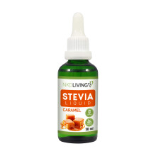 NKD Living Stevia Liquid Drops 50ml (New Label Design) - Caramel flavoured - with glass dropper