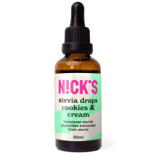 NICKS Cookies & Cream Stevia Drops (50ml) Sugar Free Zero Calorie Liquid Flavoured Keto Sweetener Gluten Free Low Carb Sugar Substitute Alternative