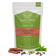 TeaNOURISH Darjeeling Masala Green Tea | Loose Leaf Green Tea | Blended with Cardamom, Cinnamon, Black Pepper & Clove | 100% NATURAL INGREDIENTS | 50