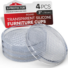 X-Protector Møbelkopper - 4 PCS 3" - Skridsikre Møbelpuder til Trægulve - Gennemsigtige Gulvbeskyttere -