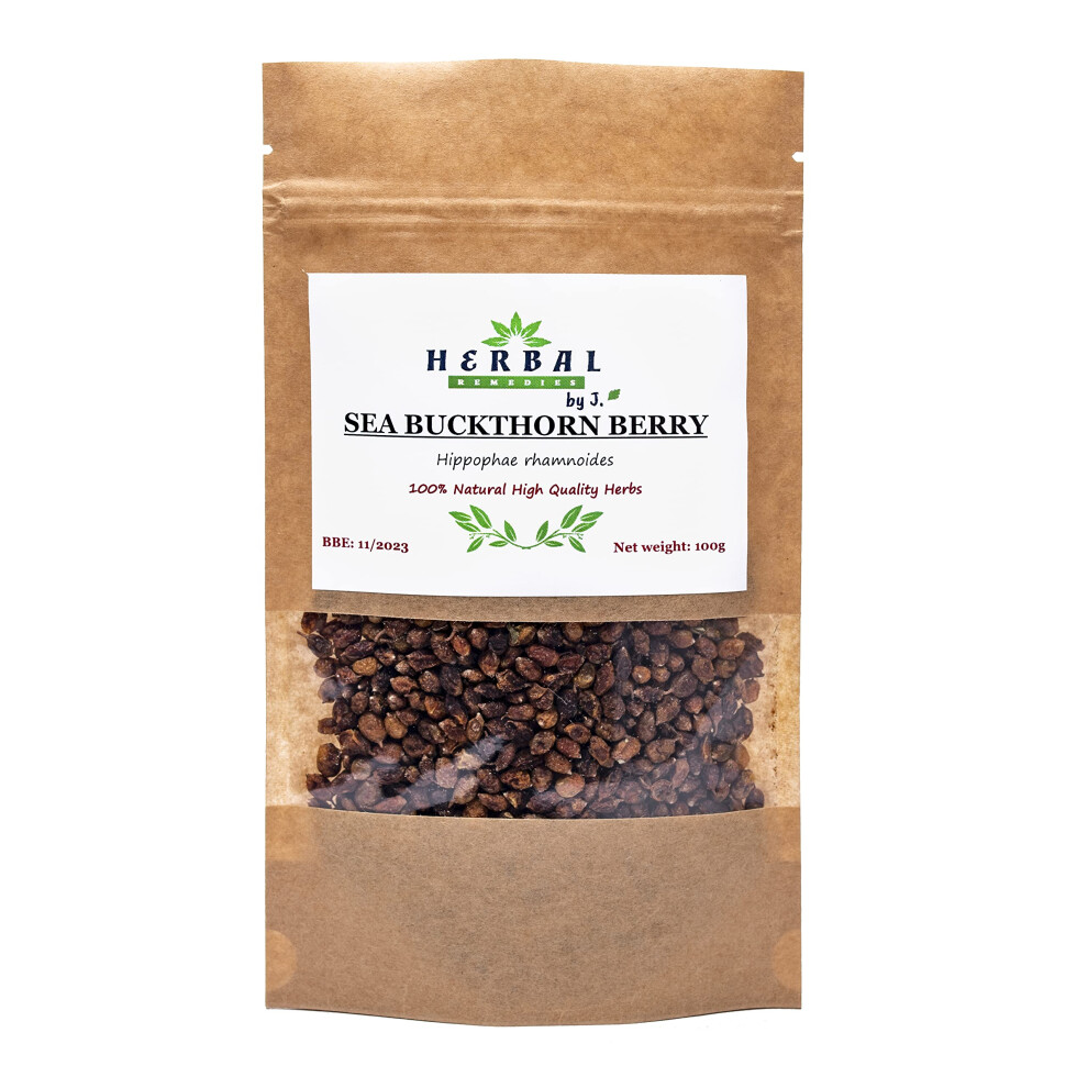 Herbal Remedies By J. Sea Buckthorn Berries 50G /Natural Aromatic Raw Food Wild Growing/Immune Support Vit C - Hippophae Rhamnoides - Rokitnik Owoc