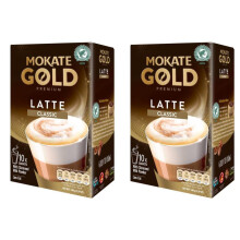 Mokate Gold Premium Latte Classic Flavour with skimmed milk Powder 2x boxes 10x sachets