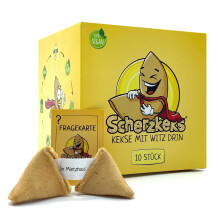 Scherzkeks? - A pack of 10 pieces of banter cookies, 10 cookies with flat jokes, vegan, made in Germany, gift idea, vegan gifts, guest gifts,