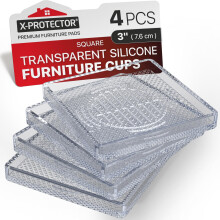 X-Protector Möbelgleiter - 4 Stück 3" - Rutschfeste Möbelpads für Holzböden - Transparente Bodenschoner
