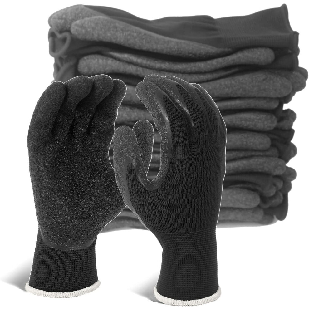 Evridwear Crinkle Latex Rubber Hand Coated Safety Work Gloves For Men Women General Multi Use Construction Warehouse Gardening Assembly Landscaping (L 810089794680