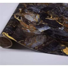 Yancorp 16"x120" Zwart en Gouden Marmer Behang Donkerblauw Geel Verwijderbaar Zelfklevend Keuken