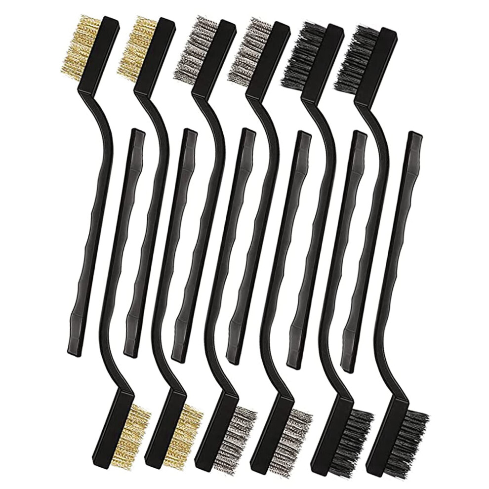 Sujayu Grain Brass Wire Brush Rust Remover, Small Wire Brush For Cleaning, Paint Stripper For Metal, Wood, Rustoleum Fabric Spray Paint (Brass, Steel, Nylon