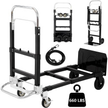 Carrello Pieghevole SST Aggiornato, 660 LB Carrello Bagagli Robusto, 3 in 1 con Ruote e Corde Elastiche