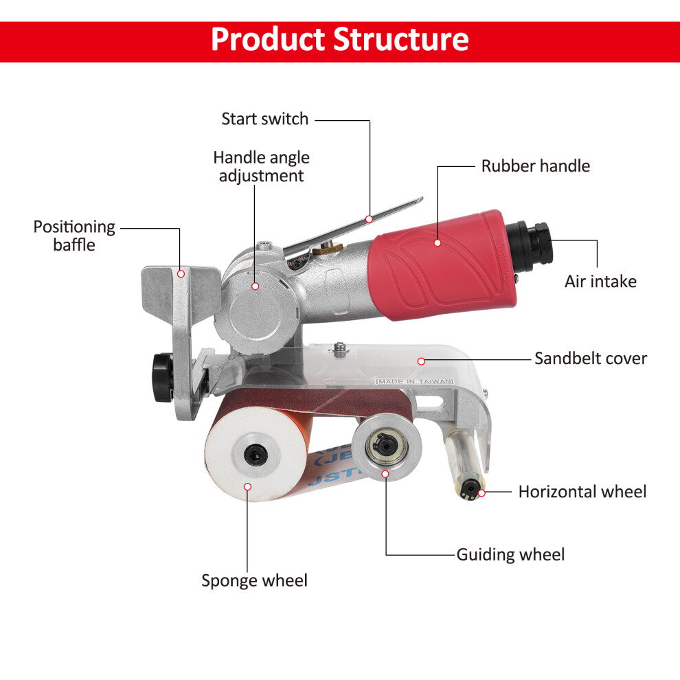Pneumatic Belt Sander 7000rpm Adjustable Handle