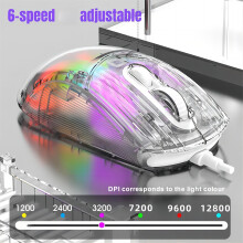 X400 12800DPI 127x63x39mm Transparent White Mouse