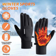 (Black, M) Men\'s Touch Screen Gloves for Cycling Hiking Snowboarding