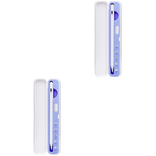 2Pcs Capacitive Pencil Box Violet Durable Storage for Stylus Pens 2