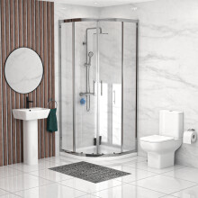 Nes Home 500mm Square Modern Pedestal Basin Toilet 900mm Shower Screen & Tray