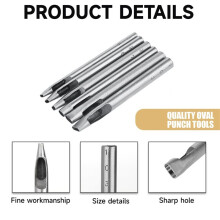 30X 6 Sizes Oval Hole Punch for Leather 6mm-10mm Hollow Leather Crafting Hand Punching Tool Kit for Leather Crafting