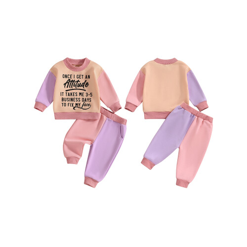 (5-6 Years, Purple) Ensembles contrastés pour avec poche. 1