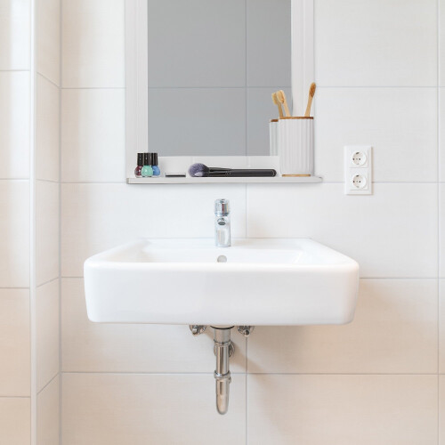 Badezimmer-Wandspiegel mit Ablage - Weißer Rahmen