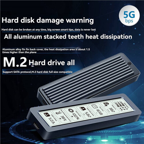 2X M.2 SSD  Enclosure USB3.2 Gen2 Type C 5Gbps SSD Case M.2  Enclosure Disk Box Tool Free SSD Aluminum Case