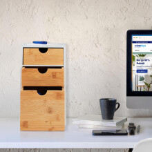 Schreibtisch-Organizer mit 3 Schubladen, Bambus-MDF