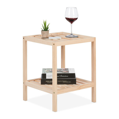 Couchtisch aus Kiefernholz mit zwei Ablagen
