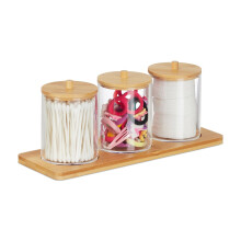 Badezimmer-Organizer-Set mit Bambustablett und Deckeln