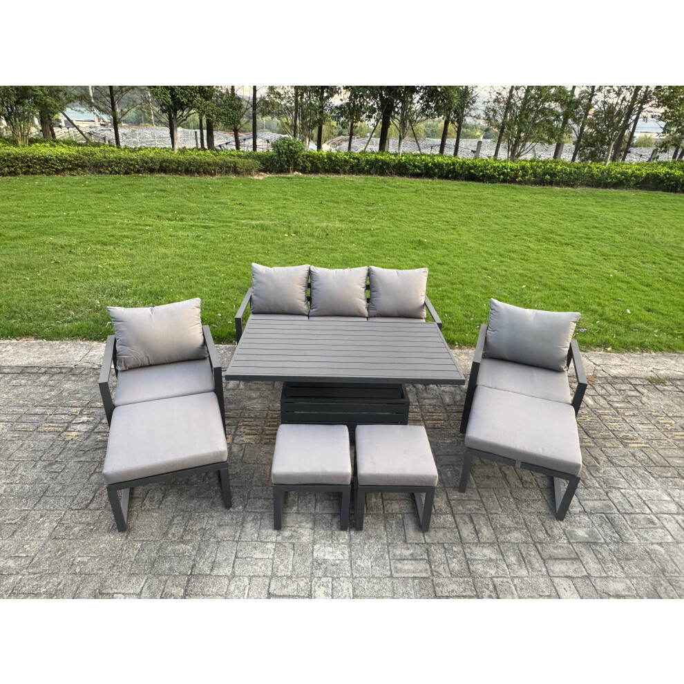 B&Q - Aluminium Garden Furniture Sets 9 Seater With Adjustable Rising Lifting Dining Table 2 Chairs 4 Footstools - Image 3
