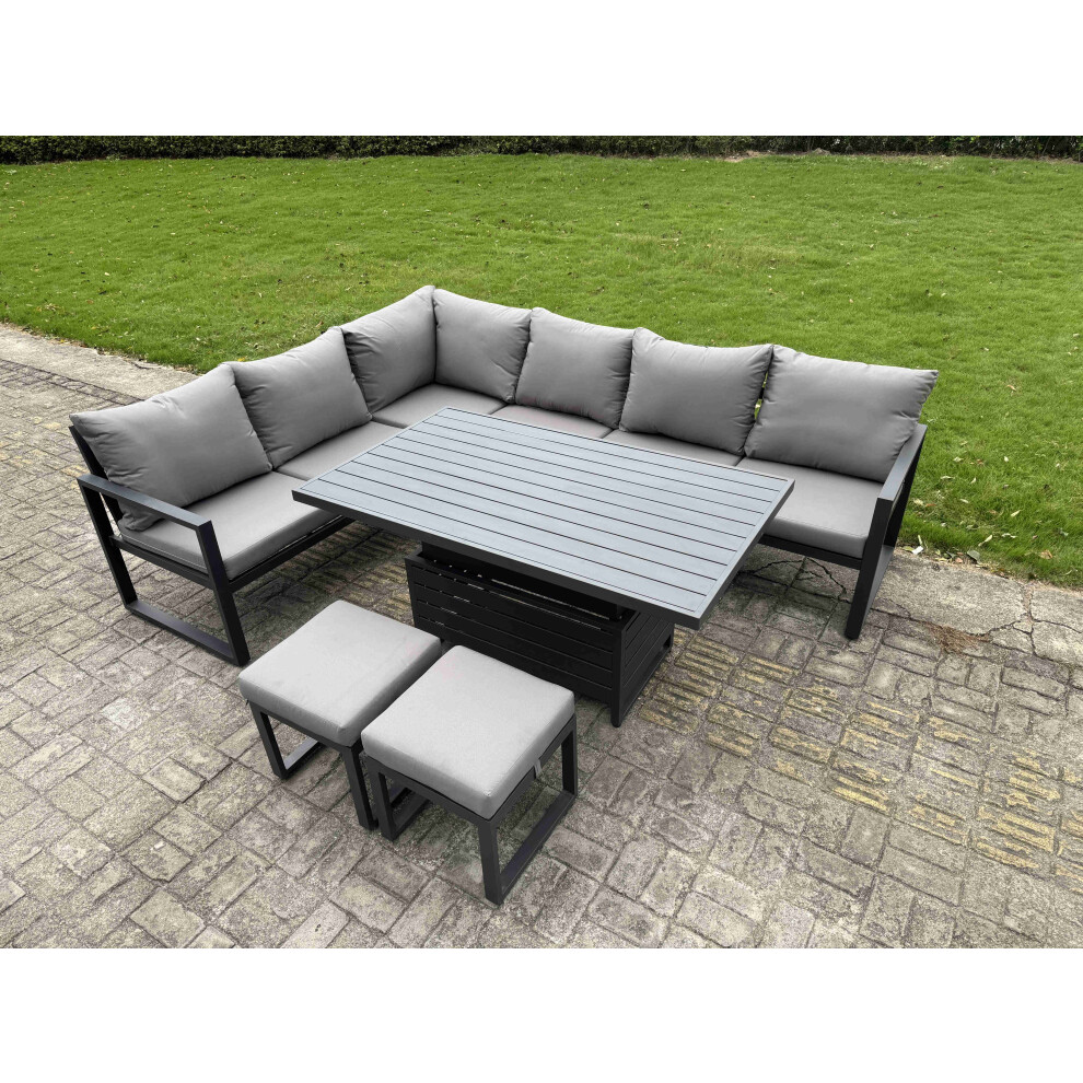 B&Q - 7 Piece Garden Furniture Set 8 Seater Aluminium Outdoor Dining Set - Image 3